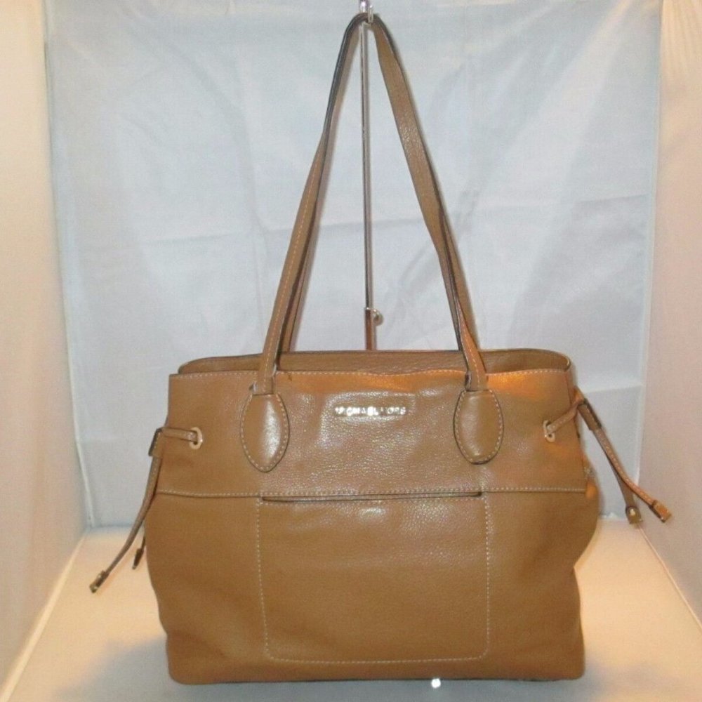 Michael Kors Mae Large East West Leather Drawstring Tote $298 Acorn #033